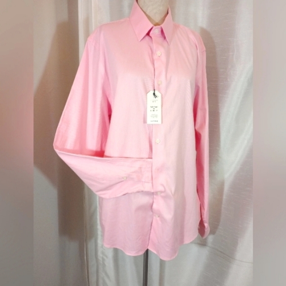 Express Other - Express 1MX TAG Dress Shirt, Collar, ButtonUp Cuffs,Pink,, Men Slim LG 16-16.5